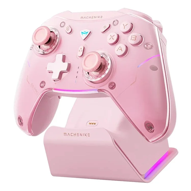 MACHENIKE G5 Pro Max Bluetooth-compatible / 2.4G Wireless / Wired Gamepad RGB Light Game Controller with Charging Base - Pink