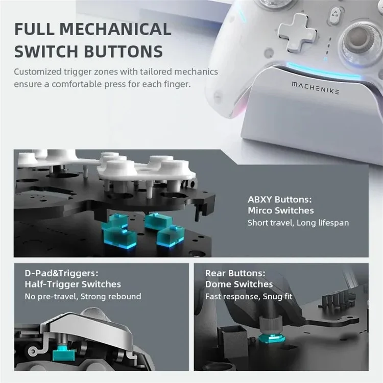 MACHENIKE G5 Pro Max Bluetooth-compatible / 2.4G Wireless / Wired Gamepad RGB Light Game Controller with Charging Base - Pink