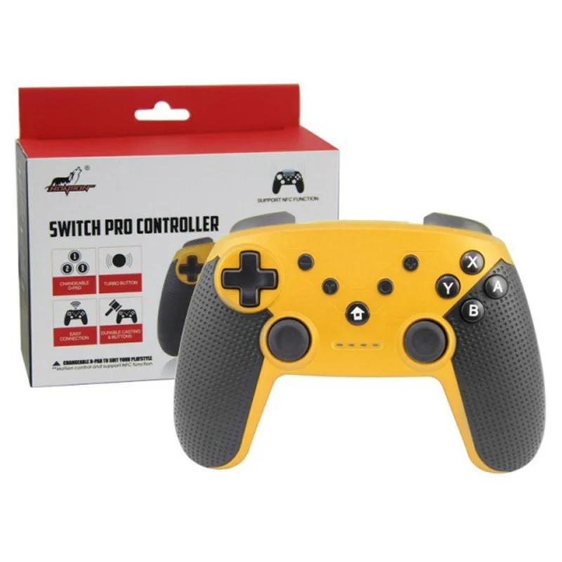 HONSON HS-SW520 Bluetooth-compatible Gamepad NFC 6-Axis Vibration Turbo Game Controller for Nintendo Switch / PC / Android Phone - Yellow