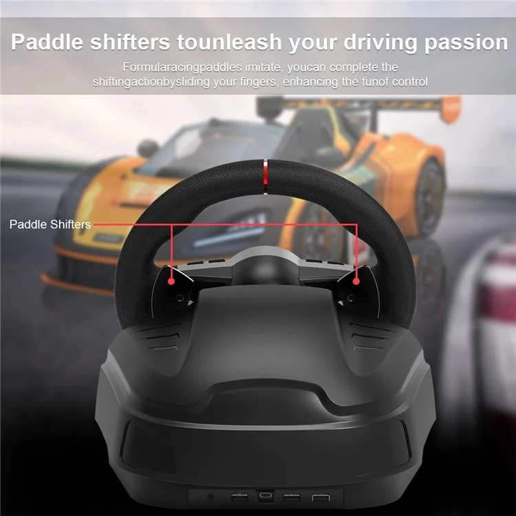 TOPWOLF HS-GT100 Controlador de juego de simulación de volante de coche para Nintendo Switch / Xbox / PS4 / PC + 2 pedales