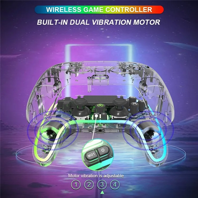 TOPWOLF HS-PS4280 Bluetooth-compatible Gamepad RGB Light 6-Axis Sensor Dual Vibration Game Controller for PS4 / PC