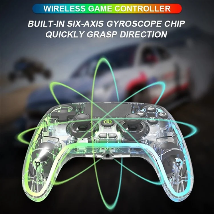 TOPWOLF HS-PS4280 Bluetooth-compatible Gamepad RGB Light 6-Axis Sensor Dual Vibration Game Controller for PS4 / PC