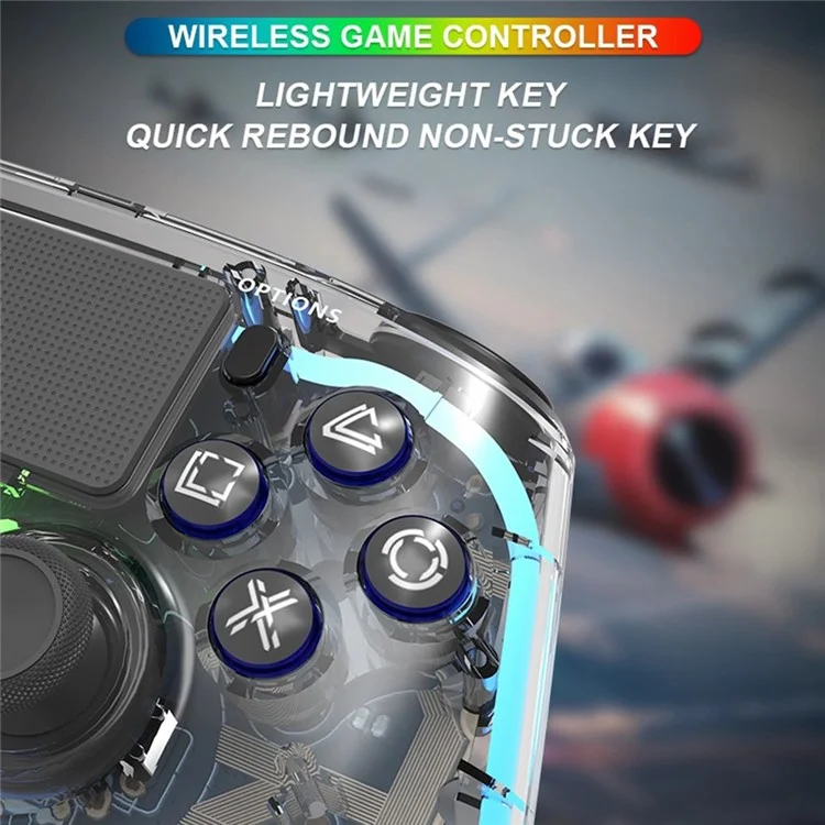 TOPWOLF HS-PS4280 Bluetooth-compatible Gamepad RGB Light 6-Axis Sensor Dual Vibration Game Controller for PS4 / PC