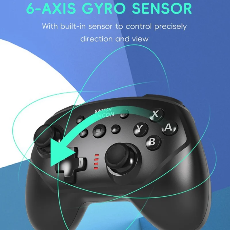 DATA FROG Bluetooth-compatible Gamepad 6-Axis Gyro Sensor Turbo Game Controller for Nintendo Switch / PC / Android Phone - Black