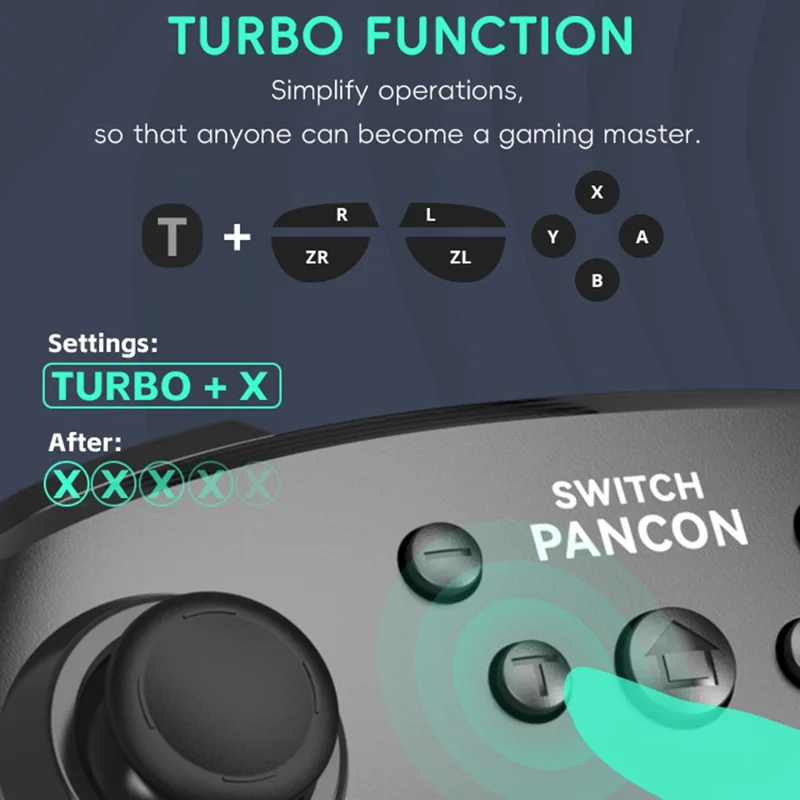 DATA FROG Bluetooth-compatible Gamepad 6-Axis Gyro Sensor Turbo Game Controller for Nintendo Switch / PC / Android Phone - Black