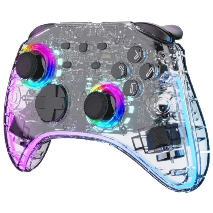 MANETTE DE JEU TRANSPARENTE DATA FROG G04 POUR NINTENDO SWITCH / OLED / PC AVEC ÉCLAIRAGE RVB