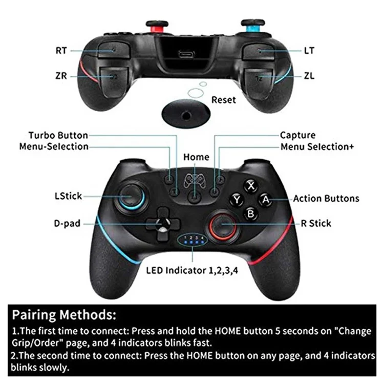 DATA FROG SW01 für Nintendo Switch / Switch Pro / PC-Spielcontroller mit integriertem 6-Achsen-Kreisel - Blau+Rot