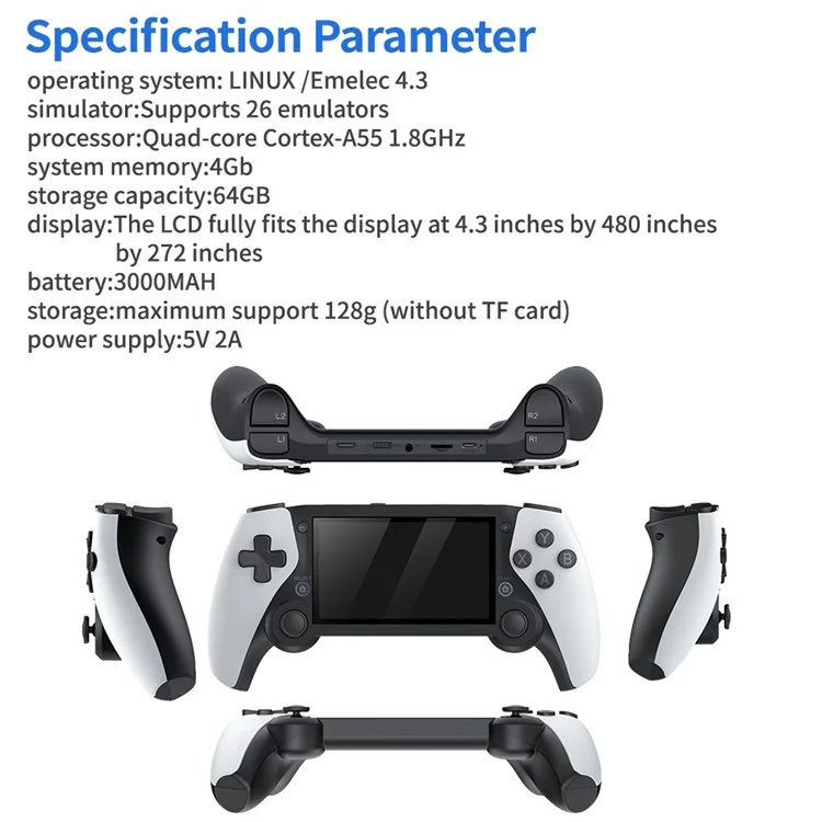 M25 Built-In 30000 Games 4.3-inch LCD Screen Game Console Handle Controller, with 128G TF Card