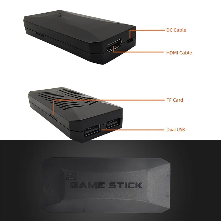 Palito de juegos HD de TV con 20000 juegos incorporados y 2 mandos inalámbricos para dos jugadores