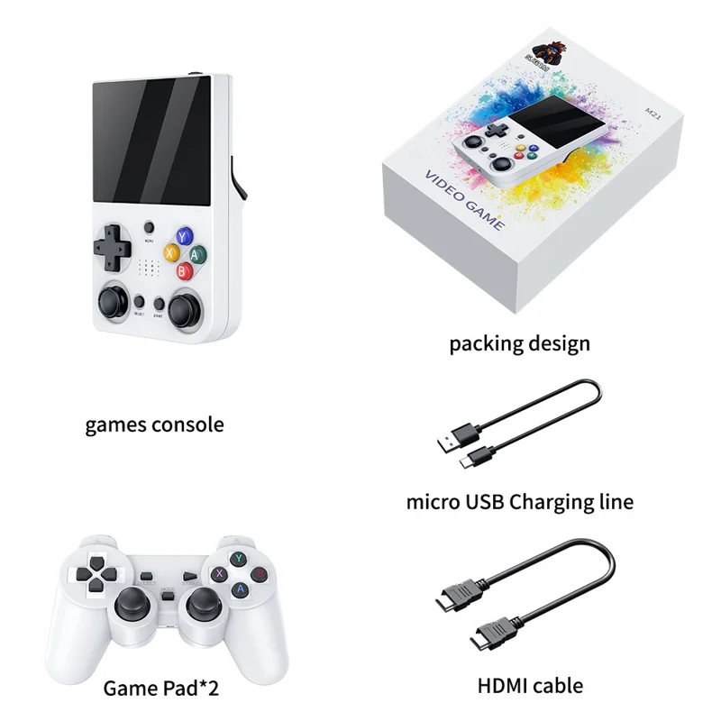 M21 M21 Machine de Jeu Portable de 3,5 Pouces Machine à Deux Joueurs Console de Jeu à Deux Joueurs, Carte Mémoire 64g / 20000 Matchs - Blanc