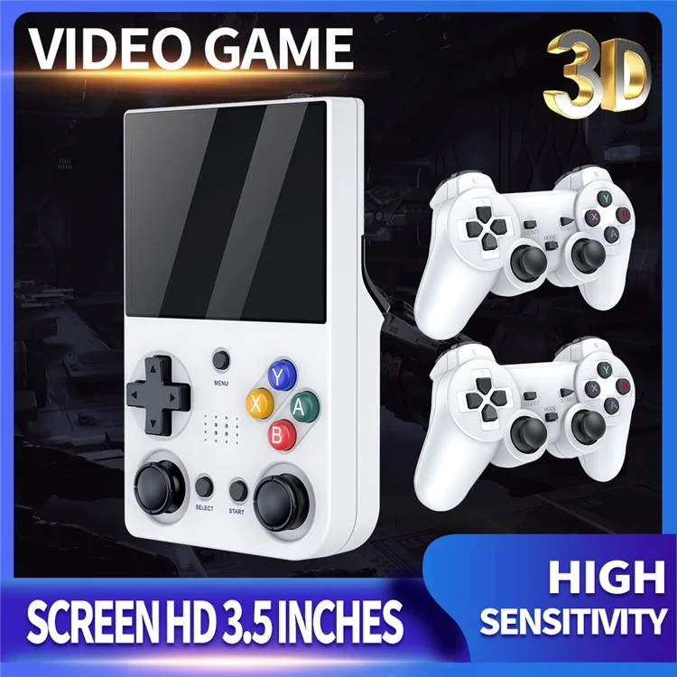 M21 3.5-inch Screen HD Game Machine Two-Player Handheld Game Console, 128G Memory Card / 30000 Games - White