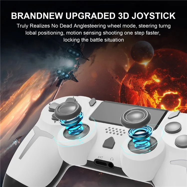 P412 Pour PS4 / PS3 / PC Bluetooth Gamepad 6 Axis Contrôleur de Jeu de Vibration à Double Vibration - Blanc