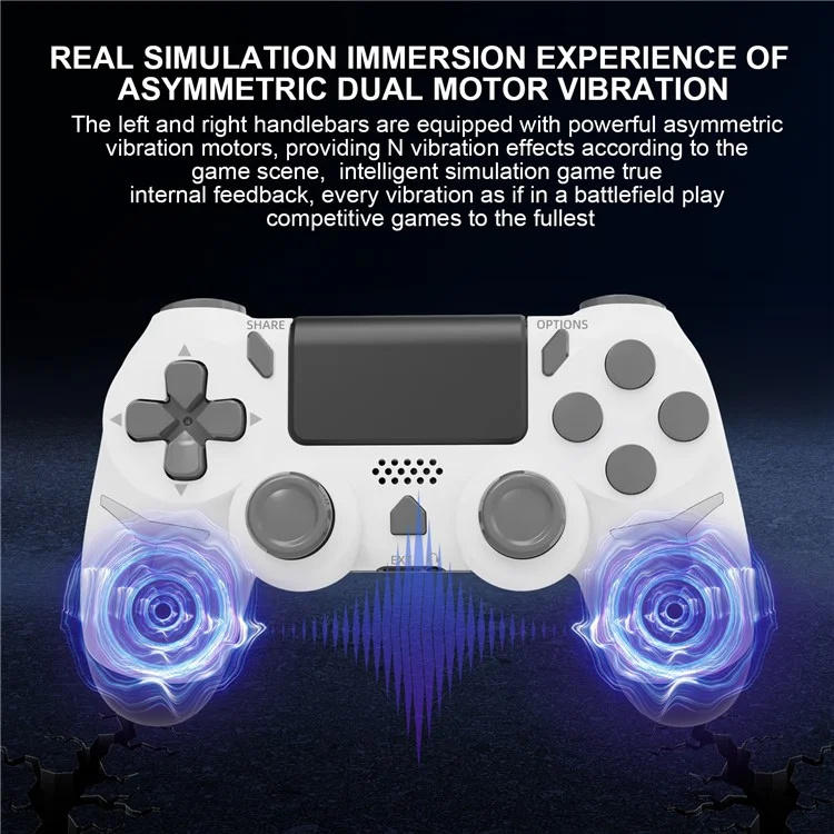 P412 Pour PS4 / PS3 / PC Bluetooth Gamepad 6 Axis Contrôleur de Jeu de Vibration à Double Vibration - Blanc