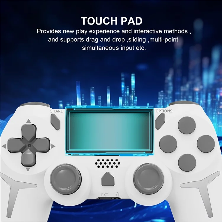 P412 Pour PS4 / PS3 / PC Bluetooth Gamepad 6 Axis Contrôleur de Jeu de Vibration à Double Vibration - Blanc
