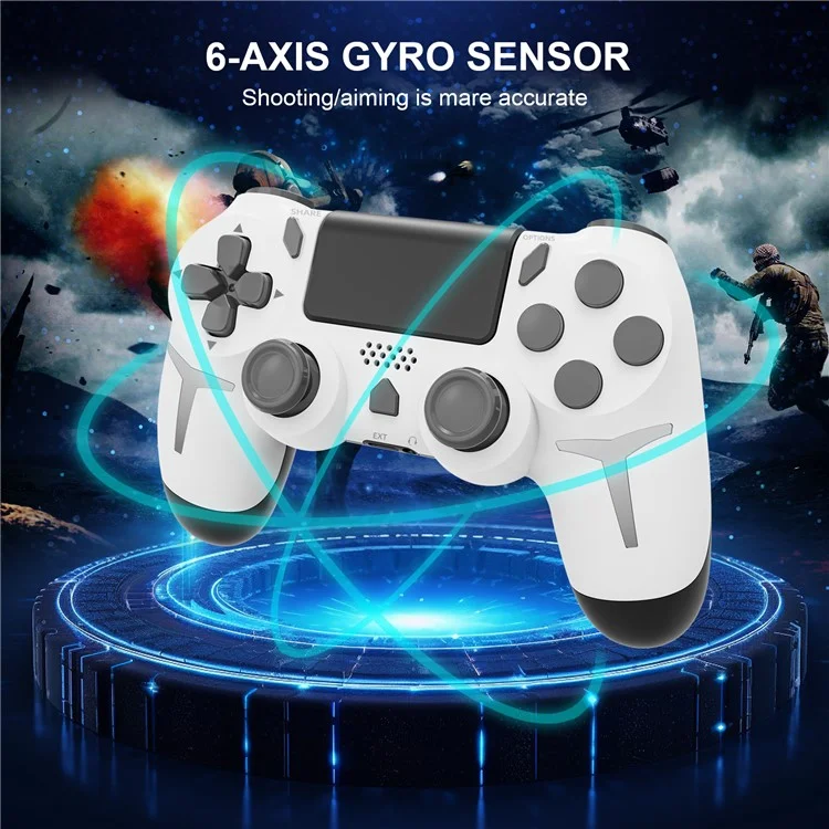 P412 Pour PS4 / PS3 / PC Bluetooth Gamepad 6 Axis Contrôleur de Jeu de Vibration à Double Vibration - Blanc