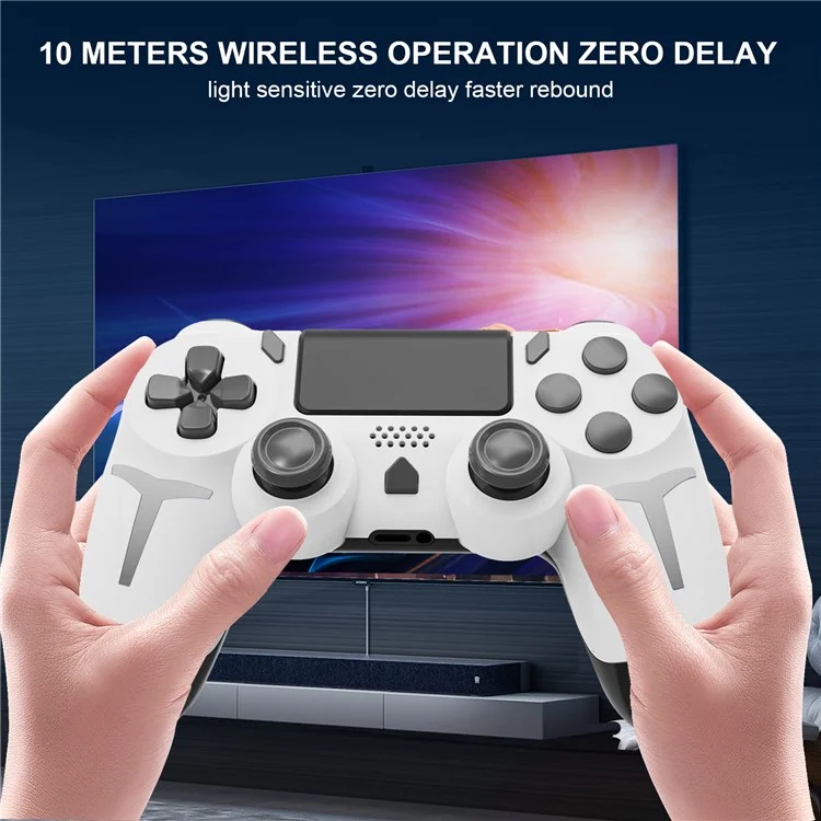 P412 Pour PS4 / PS3 / PC Bluetooth Gamepad 6 Axis Contrôleur de Jeu de Vibration à Double Vibration - Blanc