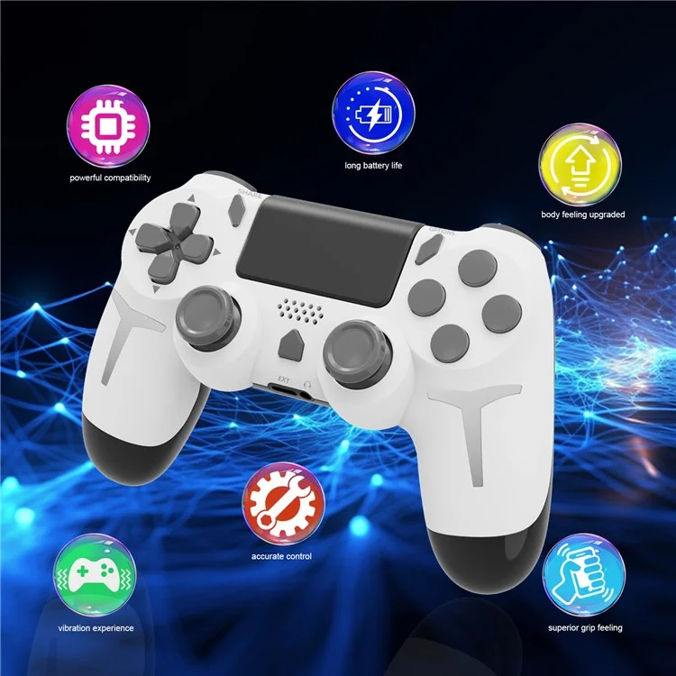 P412 Pour PS4 / PS3 / PC Bluetooth Gamepad 6 Axis Contrôleur de Jeu de Vibration à Double Vibration - Blanc