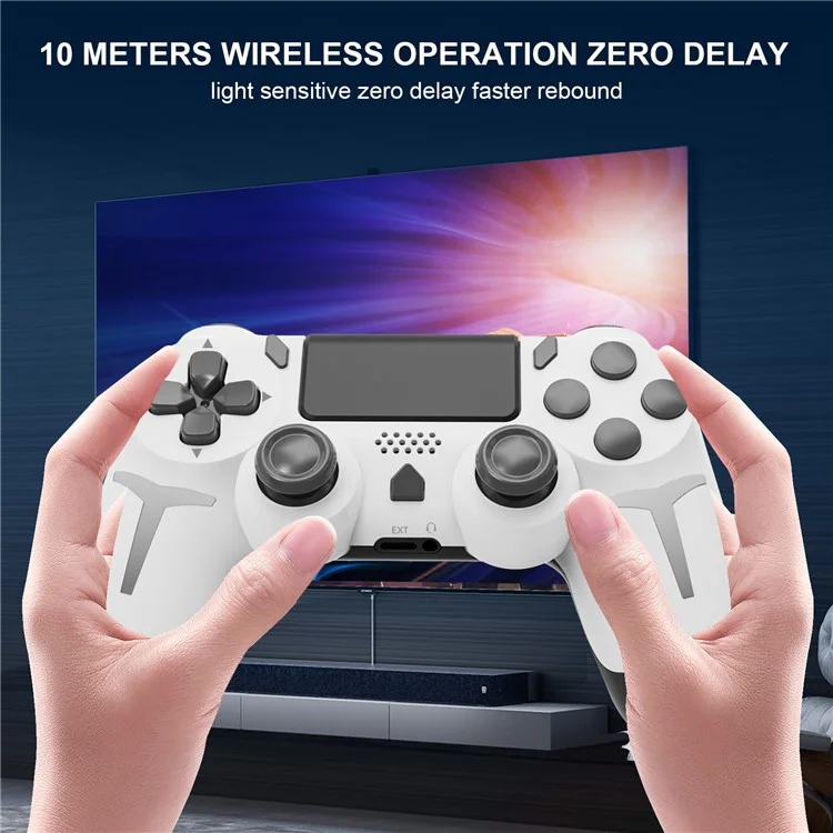 P412 Pour PS4 / PS3 / PC Bluetooth Gamepad 6 Axis Contrôleur de Jeu de Vibration à Double Vibration - Blanc