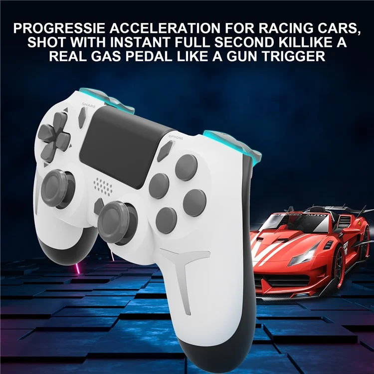 P412 Pour PS4 / PS3 / PC Bluetooth Gamepad 6 Axis Contrôleur de Jeu de Vibration à Double Vibration - Blanc