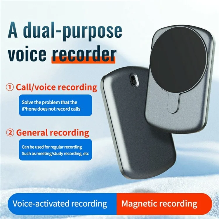 Registratore vocale magnetico per telefono A1 4GB con riduzione del rumore, ricaricabile e attivato dalla voce