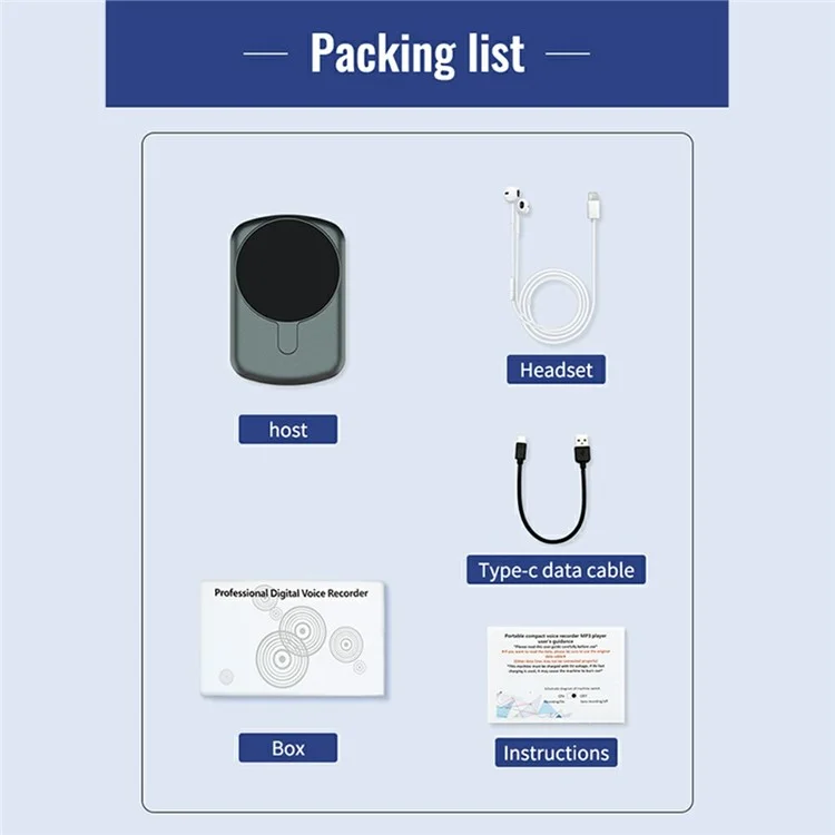 A1 8GB Magnetic Phone Call Recorder Rechargeable Voice-Activated Noise Reduction Audio Recorder