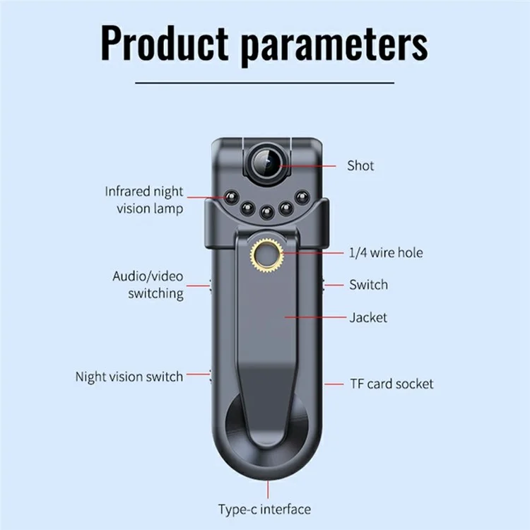C10 16 go HD 1080p Night Vision Camera Sound Video Enregistrement Dispositif Clip Clip Design Voice Recorder