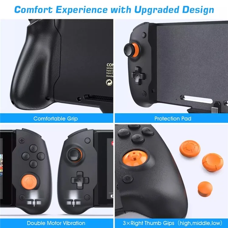 DOBE TNS-19252C Handheld Grip with Double Motor Vibration Built-in 6-Axis Gyro for Nintendo Switch Gamepad Controller