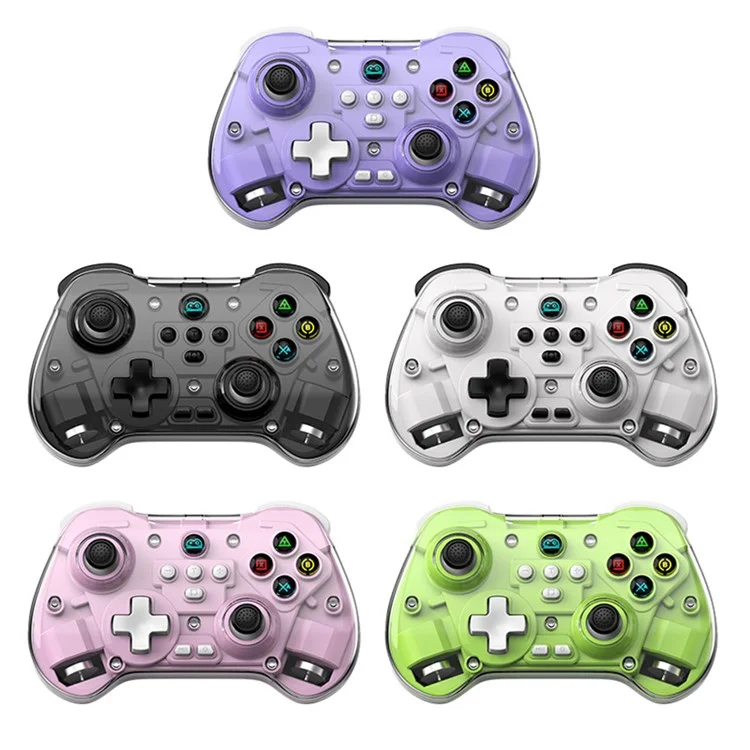 Z01X Transparent Design Bluetooth-compatible Gamepad Six-Axis Dual Motor Vibration Game Controller - Black