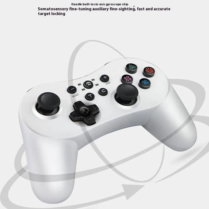 HY-9019 Bluetooth-compatible Gamepad Six-Axis Gyroscope Dual Vibration Game Controller for PS3 / Nintendo Switch / PC / PC360 / Android - White