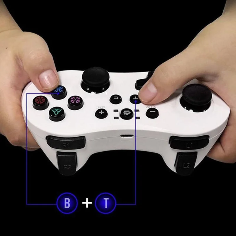 HY-9019 Bluetooth-compatible Gamepad Six-Axis Gyroscope Dual Vibration Game Controller for PS3 / Nintendo Switch / PC / PC360 / Android - White