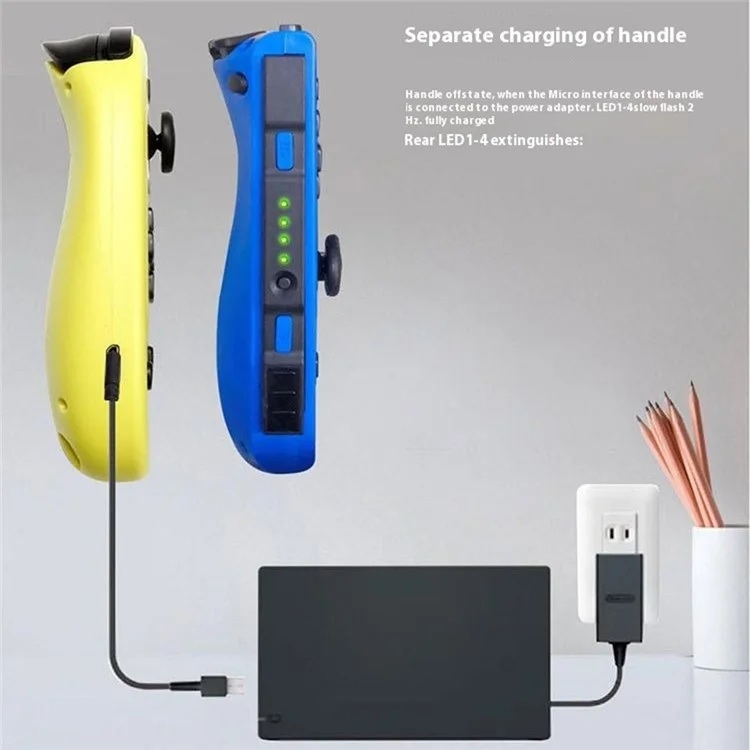 HY-9031 For Nintendo Switch 6-axis Gyro Left+Right Joy-Con Controller Bluetooth-compatible Grip Gamepad - Grey+Grey