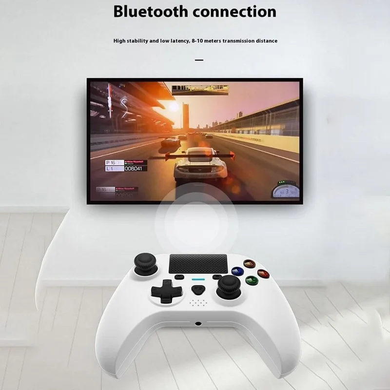 HY-3115 For PS4 / PC Bluetooth-compatible Gamepad Six-Axis Dual Vibration GRB Light Buttons Game Controller - Black