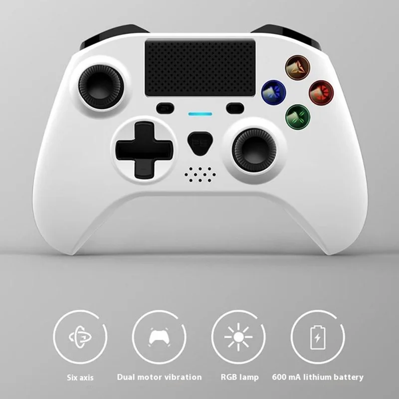 HY-3115 For PS4 / PC Bluetooth-compatible Gamepad Six-Axis Dual Vibration GRB Light Buttons Game Controller - Black