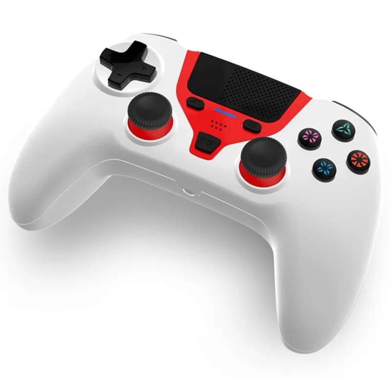 HY-3108P For PS4 / PC Bluetooth-compatible Gamepad Six-Axis Programmable Back Button Game Controller - White+Red