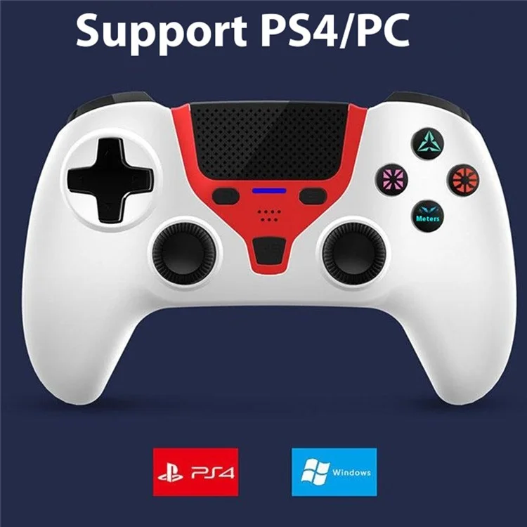 HY-3108P For PS4 / PC Bluetooth-compatible Gamepad Six-Axis Programmable Back Button Game Controller - White+Red