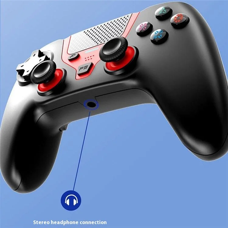 HY-3108P For PS4 / PC Bluetooth-compatible Gamepad Six-Axis Programmable Back Button Game Controller - White+Red