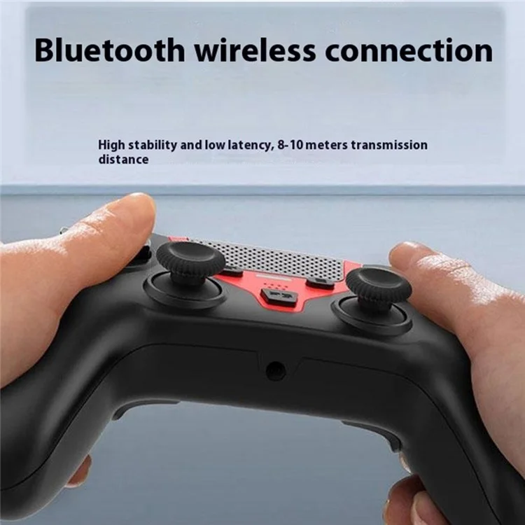 HY-3108P For PS4 / PC Bluetooth-compatible Gamepad Six-Axis Programmable Back Button Game Controller - White+Red