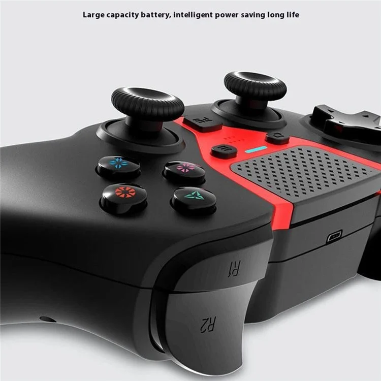 HY-3108P For PS4 / PC Bluetooth-compatible Gamepad Six-Axis Programmable Back Button Game Controller - White+Red