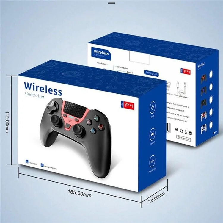HY-3108P For PS4 / PC Bluetooth-compatible Gamepad Six-Axis Programmable Back Button Game Controller - White+Red