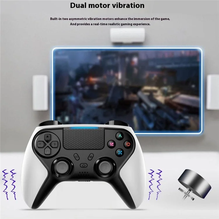 HY-3116 For PS4 / iOS / Android / PC Bluetooth-compatible Gamepad Dual Vibration Six-Axis Game Controller - Black
