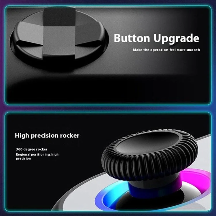 DT-9017 For Nintendo Switch / PS3 / Android / iOS13 Bluetooth-compatible Gamepad RGB Light Programmable Back Button Game Controller - Black+Silver