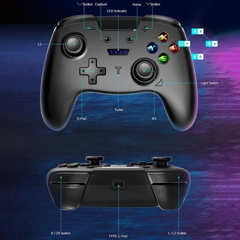 HY-9013 Для Switch PS3 Steam Wireless Game Controller One Click Turbo Function Gamepad с 6 Оси
