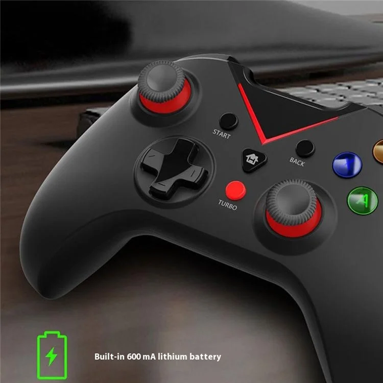 HY-4206 For Xbox / PS3 / PC 2.4G Wireless Gamepad Turbo Dual Vibration Six-Axis Game Controller - Black+Green