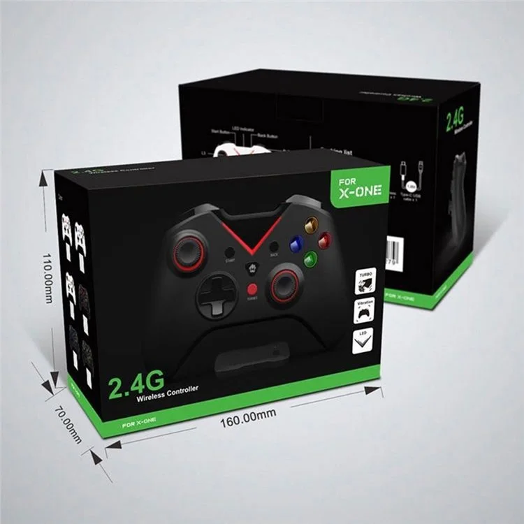 HY-4206 For Xbox / PS3 / PC 2.4G Wireless Gamepad Turbo Dual Vibration Six-Axis Game Controller - Black+Green