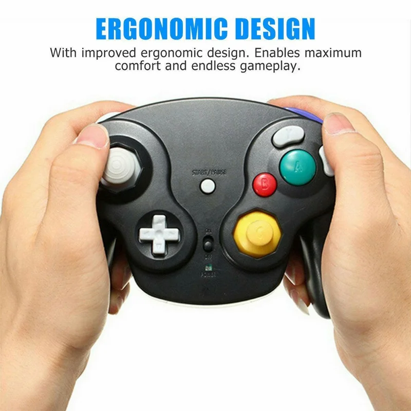 HY-5201 For Nintendo Gamecube 2.4G Wireless Gamepad Turbo Vibration Game Controller - Black