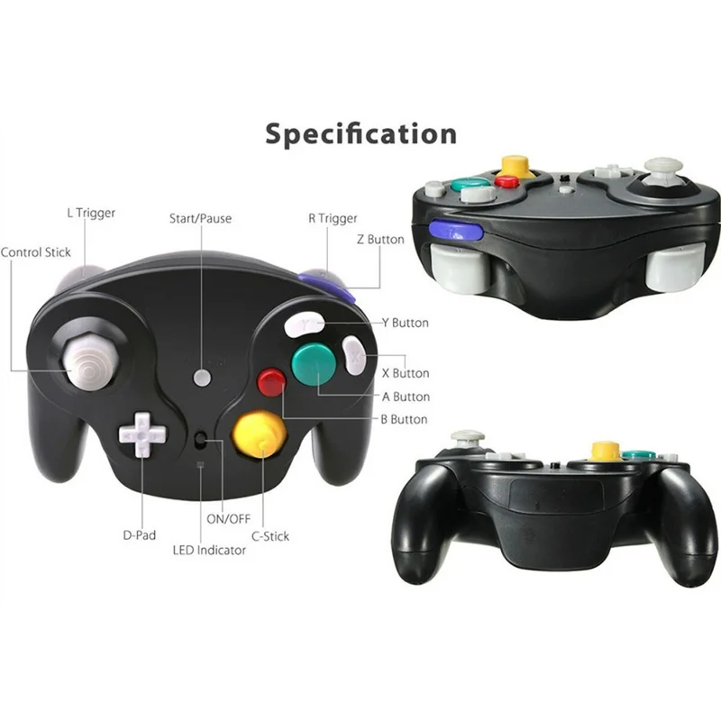 HY-5201 For Nintendo GameCube 2.4G Wireless Gamepad Turbo Vibration Game Controller - White