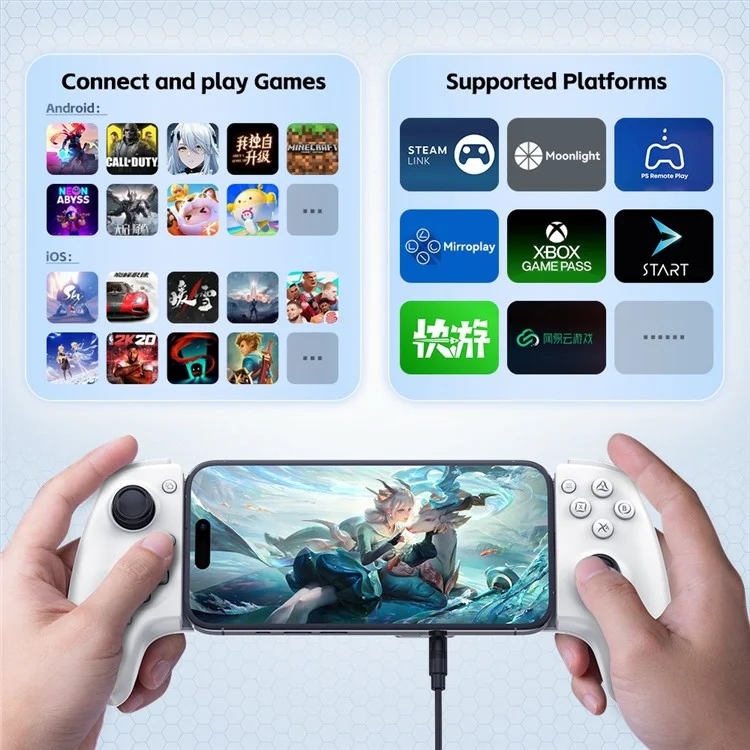 Игровой контроллер GAMWING Type-C для мобильных устройств, проводной/беспроводной с выдвижной конструкцией