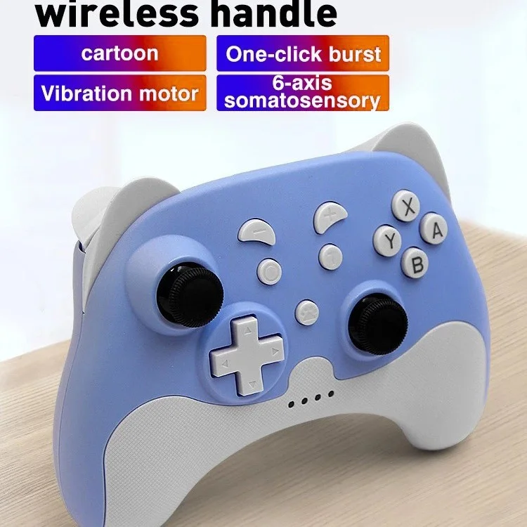DATA FROG Bluetooth-compatible Gamepad Turbo Game Controller for Nintendo Switch / Switch Lite / PS3 / PC - Blue+White