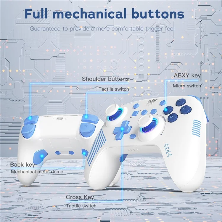 ONIKUMA C1 Switch Bluetooth-compatible / Wired Gamepad Six-Axis Gyroscope Dual Motor Game Controller - White