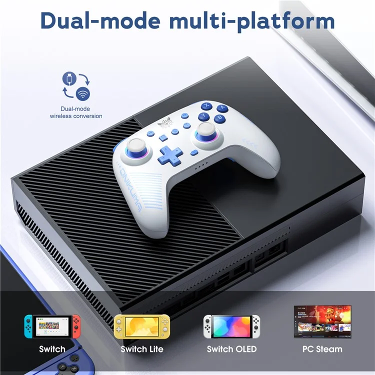 ONIKUMA C1 Switch Bluetooth-compatible / Wired Gamepad Six-Axis Gyroscope Dual Motor Game Controller - White